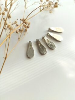 Brass Flat Drop Silver Filled Charms