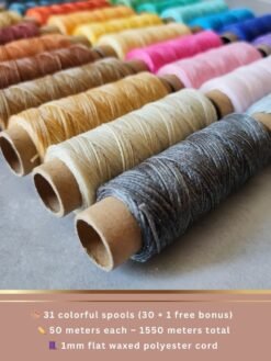 Flat waxed polyester cord 1mm – vibrant colors for micro macrame