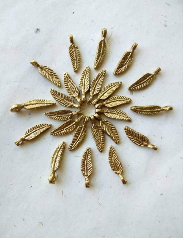 Mini feather charms – Handcrafted brass feather details.
