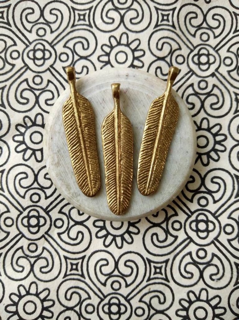 Big Feather Brass charms
