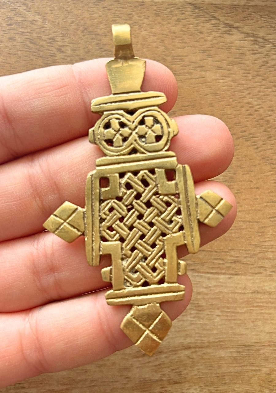 Large Ethiopian Brass Cross - Image 4