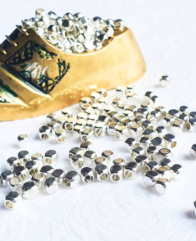 3.5MM Silver-filled brass Geometric Beads - Image 2