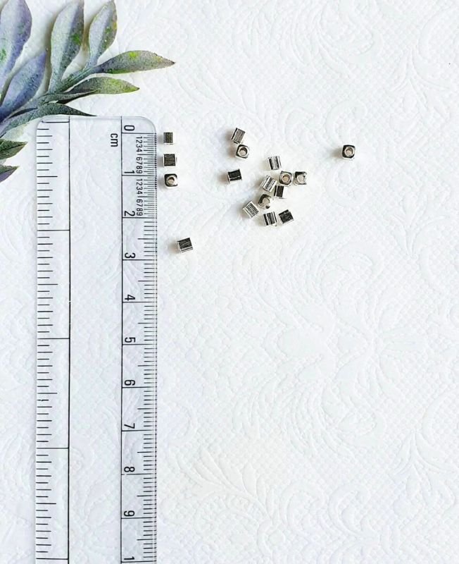 Cube Silver Filled Brass Beads - Image 3
