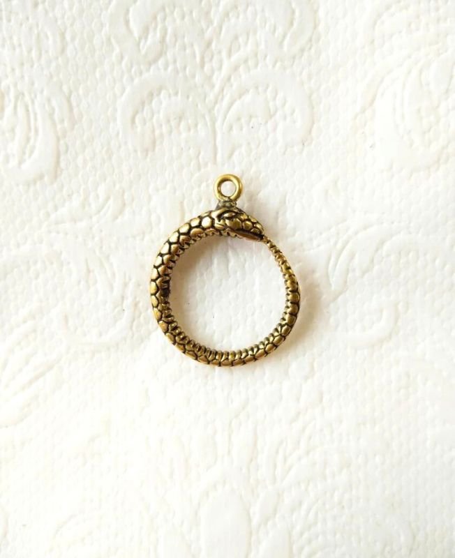 Unique Brass Circular Snake Charm Pendant - Image 3