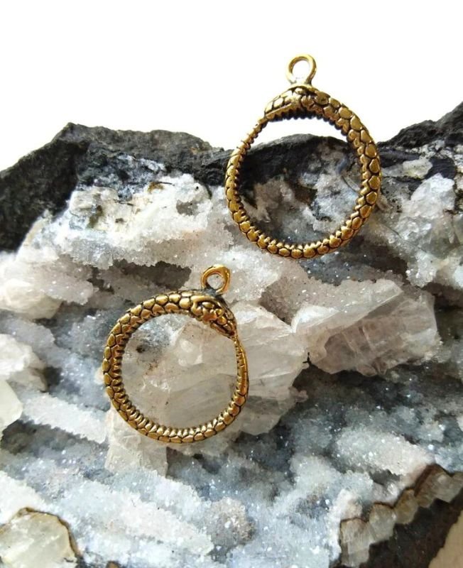 Unique Brass Circular Snake Charm Pendant - Image 2