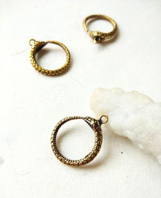 Unique Brass Circular Snake Charm Pendant - Image 4
