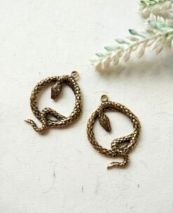 Alternative view of Antique Brass Serpent Charm Pendant