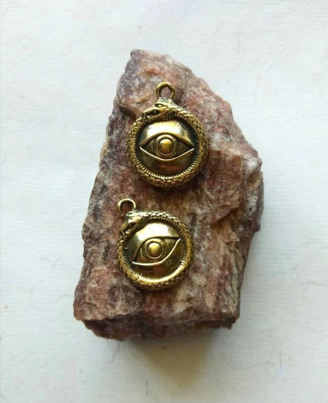 Mystic Brass Loop Snake Charm Pendant - Image 4