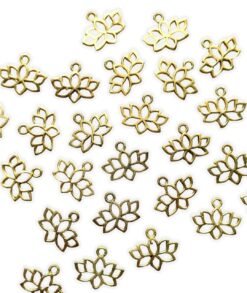 Gold-tone lotus flower connectors for boho crafts and DIY jewelry