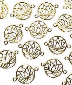 Double-loop brass lotus pendant for macrame and handmade crafts