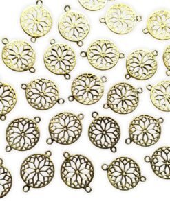 Openwork geometric mandala pendant in antique gold tone