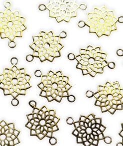 Double loop flower connector in antique gold for crafts