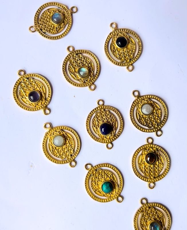 Tree Of Life Brass Stones Charms Connectors