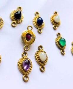 Alternative view of Embedded Teardrop Gemstone Brass Stones Charms Connectors