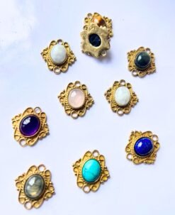 Baroque Bloom Brass Stones Charms Connectors