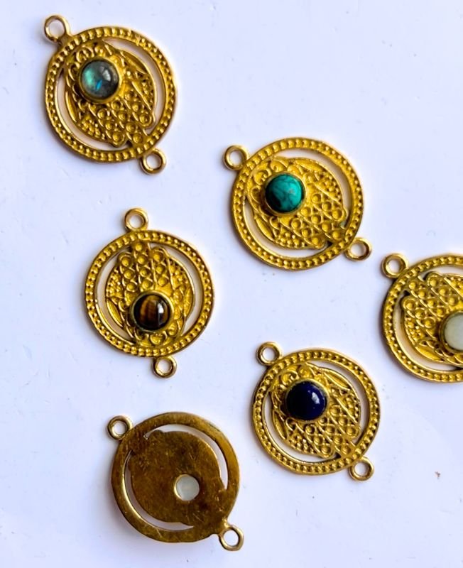 Tree Of Life Brass Stones Charms Connectors - Image 2