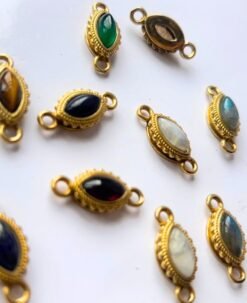 Alternative view of Boho Oval Finish Gemstone Brass Charms Connectors