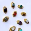 Regal Radiance Square Brass Stones Charms Connectors