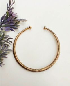 Alternative view of Ribbed Finish Brass Choker Set