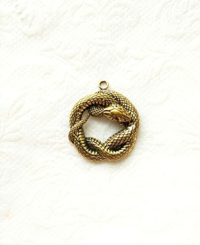 Intricate Brass Twisted Snake Charm Pendant - Image 4