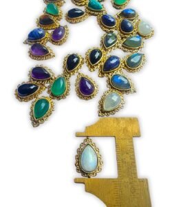 5pcs Elegant Teardrop Gemstone Brass Stones Charms Connectors