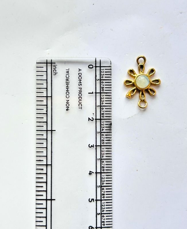 Solar Bloom Brass Stones Charms Connectors - Image 2