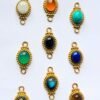 Ornate Droplet Brass Stones Charms Connectors