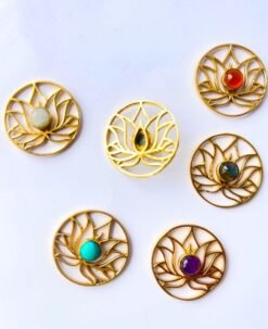 Alternative view of Lotus Flower Brass Disc Brass Stones Charms Connectors