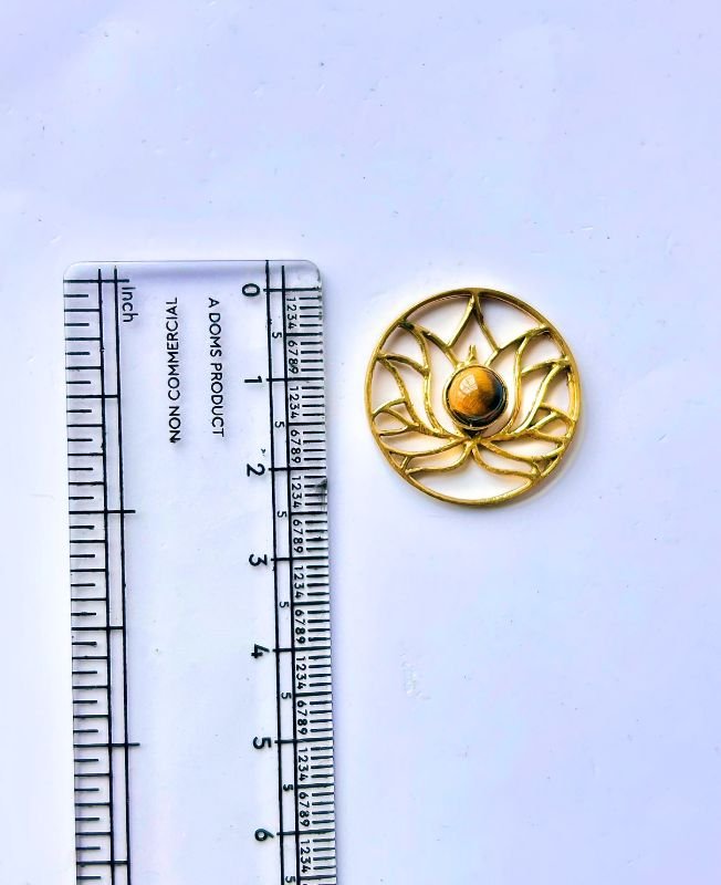 Lotus Flower Brass Disc Brass Stones Charms Connectors - Image 3
