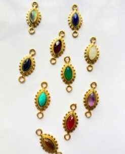 Unique Marquise Gemstone Brass Charms Connectors