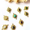 Navette Finish Bezel Gemstone Brass Charms Connectors