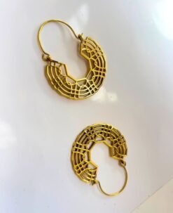 Alternative view of 5/20 Pairs Geometric Webbed Hoop Brass Earrings