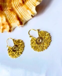 5/20 Pairs Bohemian Mandala Hoop Brass Earrings