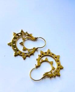 Alternative view of 5/20 Pairs Sleek Tribal Hoop Brass Earrings