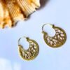 5/20 Pairs Artistry Ornate Hoop Brass Earrings