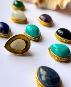 Alternative view of 5pcs Teardrop Grooved Stones Connectors for Micro Macrame