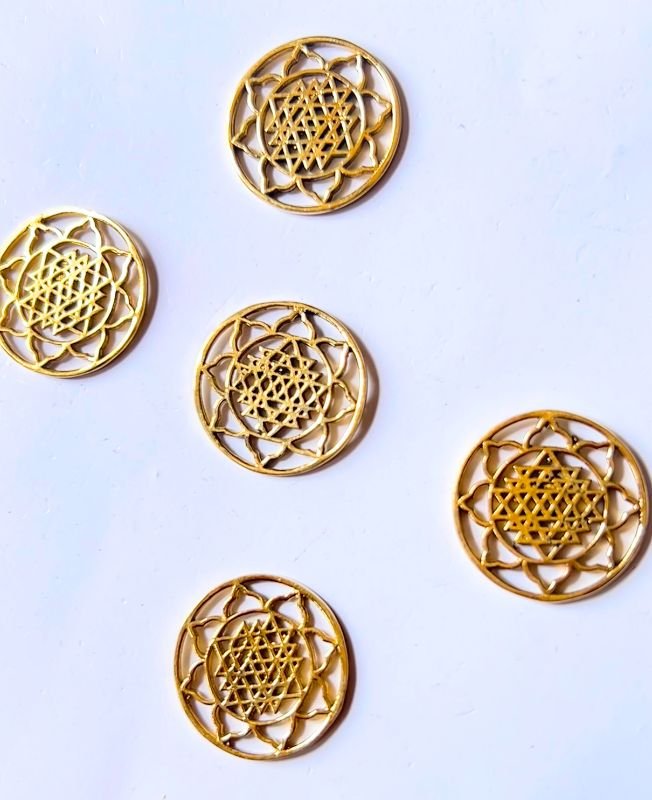 Intricate Golden Sri Yantra Pendant Brass Special Charms - Image 3