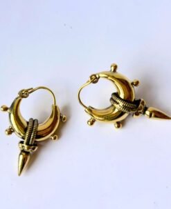 Alternative view of 5/20 Pairs Tribal Crescent Hoop Brass Earrings