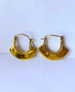 Alternative view of 5/20 Pairs Matte Gold Shield Hoop Brass Earrings