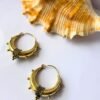 5/20 Pairs Thick Crescent Hoop Brass Earrings