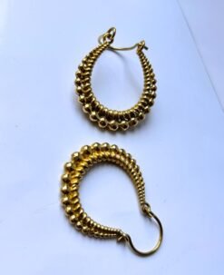 Alternative view of 5/20 Pairs Layered Teardrop Hoop Brass Earrings