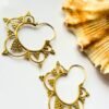 5/20 Pairs Blossom Style Hoop Brass Earrings