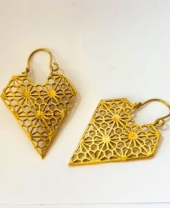 Alternative view of 5/20 Pairs Diamond Style Filigree Hoop Brass Earrings