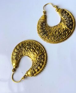 Alternative view of 5/20 Pairs Statement Ornate Hoop Brass Earrings