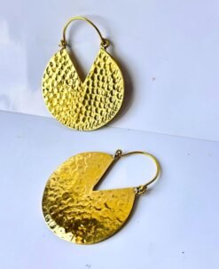 Alternative view of 5/20 Pairs Hammered Teardrop Cut Hoop Brass Earrings