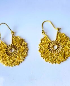 Alternative view of 5/20 Pairs Bohemian Mandala Hoop Brass Earrings