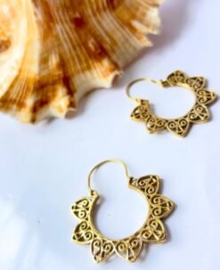 5/20 Pairs Unique Lotus Petal Tribal Hoop Brass Earrings
