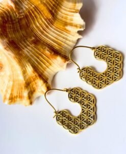5/20 Pairs Sacred Geometry Tribal Hoop Brass Earrings