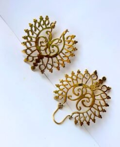 Alternative view of 5/20 Pairs Rustic Disc Dangle Hoop Brass Earrings