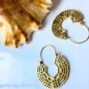 5/20 Pairs Lattice Web Tribal Hoop Brass Earrings